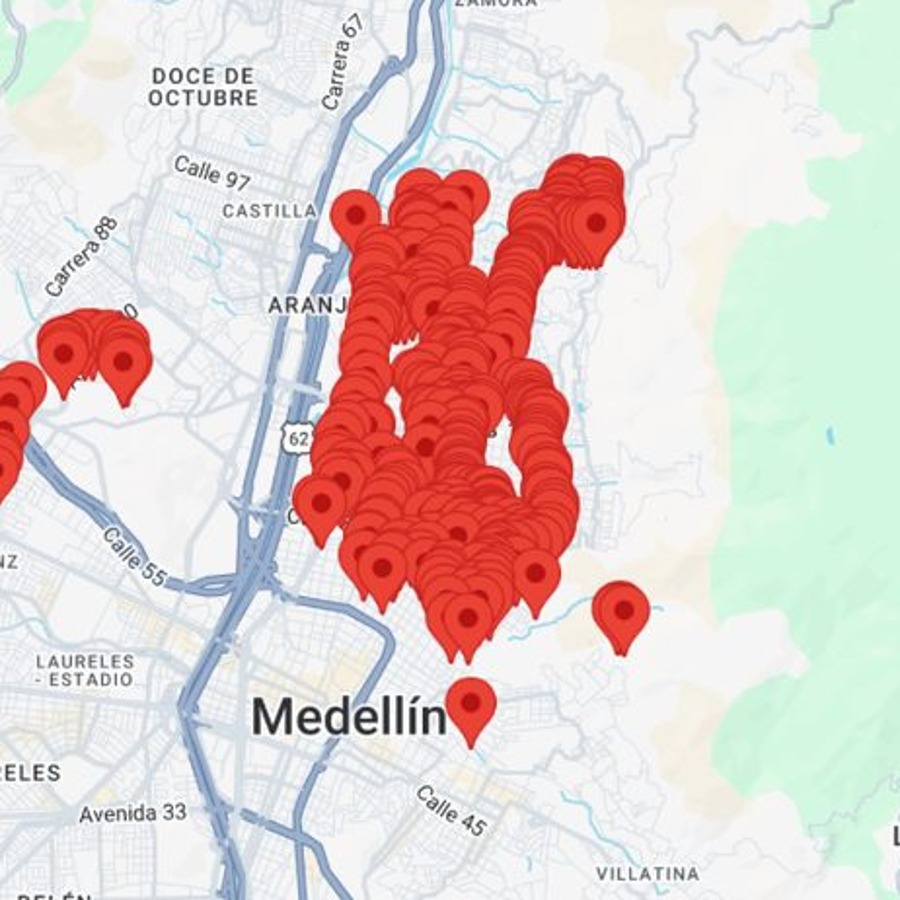 Mapa del panel institucional de SOLYON con reportes georreferenciados